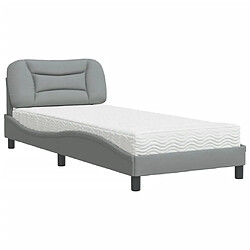 Vidaxl Lit avec matelas gris clair 90x200 cm tissu