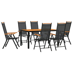 Salle à dîner de jardin 7 pcs,Table et chaise à manger noir et marron aluminium -MN13764