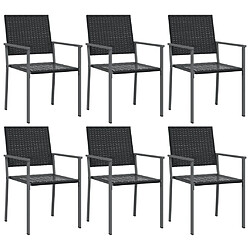 vidaXL Chaises de jardin lot de 6 noir 54x62,5x89 cm résine tressée