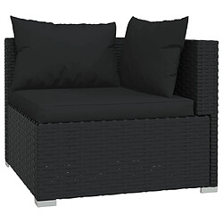 Acheter vidaXL Salon de jardin 8 pcs avec coussins Résine tressée Noir