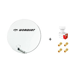 Antenne Parabole Fibre SMC 60 cm Beige WORLDSAT + LNB Twin 0,1 dB Full HD 1080p 4K Ultra HD + 4 Fiches F Or - Visserie en Inox