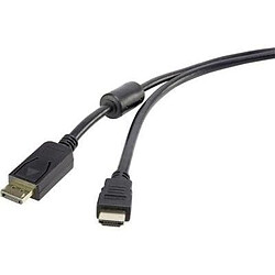 DisplayPort / HDMI câble de raccordement [1x DisplayPort prise mâle - 1x HDMI-Stecker] 5 m noir Renkforce