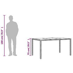 vidaXL Table de jardin dessus en verre Noir 150x90x75cm Résine tressée pas cher