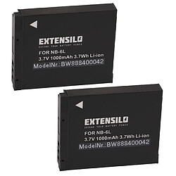 Vhbw EXTENSILO 2x Batteries remplacement pour Canon NB-6L pour appareil photo, reflex numérique (1000mAh, 3,7V, Li-ion)