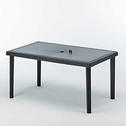 Avis Grand Soleil 12 Tables de jardin rectangulaire en poly-rotin bar café bistrot 150x90, Couleur: Noir