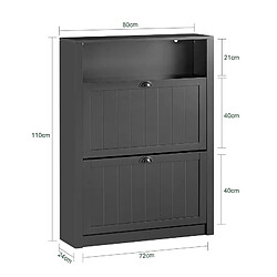 SoBuy FSR87-SCH Meuble de Rangement à Chaussures Armoire à Chaussures Commode à Chaussures 2 abattants et Compartiment