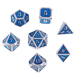 qualité dés polyédrique 7x set d4-d20 en alliage de zinc pour trpg mtg bleu b