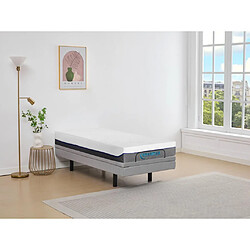 Vente-Unique Lit électrique de relaxation déco + matelas mémoire de forme - 80 x 200 cm - Tissu - Gris - MENASINA de DREAMEA