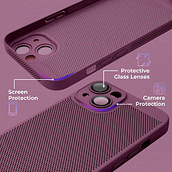 Moozy VentiGuard Coque de téléphone pour iPhone 13/iPhone 14, Violet, 6,1 pouces – Housse respirante avec motif perforé pour la circulation de l'air, ventilation, coque de téléphone anti-surchauffe