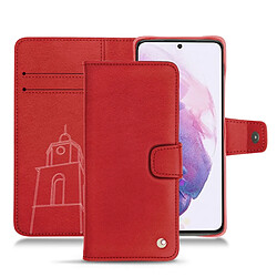 Housse cuir Samsung Galaxy S21 - Rabat portefeuille - Rouge troupelenc ( Pantone #AB191A ) - NOREVE