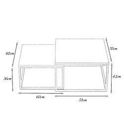 Avis Alter Ensemble de 2 tables basses, Table basse avec pieds en métal, Table de salon de style industriel, cm 42x70h42, couleur Érable