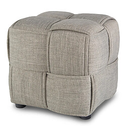 Decoshop26 Banc tabouret repose-pieds cube siège en tissu tressé gris rembourré BAN06006