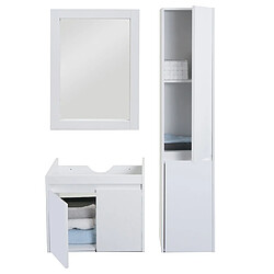 Avis Mendler Ensemble pour salle de bain HWC-L86, lavabo miroir mural armoire suspendue lavabo, MVG mélaminé ~ blanc