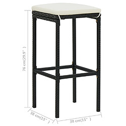 Acheter vidaXL Tabourets de bar avec coussins lot de 4 noir résine tressée