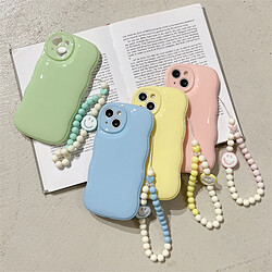 GUPBOO Étui pour iPhone11ProMax Niche Solid Color Smiley Simple Phone Case Bracelet Doux