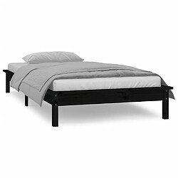 Avis vidaXL Cadre de lit à LED sans matelas noir 75x190 cm bois massif