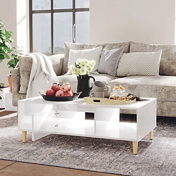 Avis Maison Chic Tabls basse,Table Console pour salon Blanc brillant 103,5x60x35 cm Aggloméré -MN99187