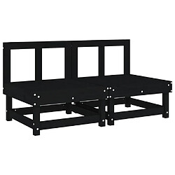 vidaXL Canapés centraux de jardin 2 pcs noir bois de pin massif