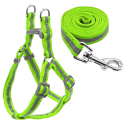 Wewoo Laisse pour chien Ensemble de en nylon réfléchissant de de taille moyennetaille M vert