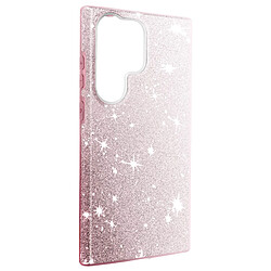 Avizar Coque Paillette pour Samsung Galaxy S23 Ultra Semi-rigide Spark Case rose