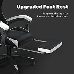 Fauteuil de Bureau - BIGZZIA Siège de bureau Réglable - Chaise gaming avec Appui-tête et Support lombaire, 136kg, Noir et Blanc