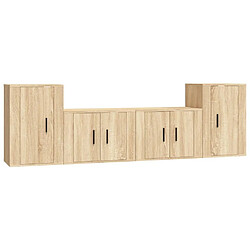 Maison Chic Ensemble de meubles TV 4 pcs pour salon - Chêne sonoma Bois d'ingénierie -MN78405