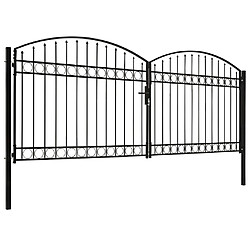 vidaXL Portillon double porte avec dessus arqué Acier 400x175 cm Noir