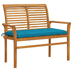 Maison Chic Banc de jardin | Banquette de jardin | Chaise Relax avec coussin bleu clair 112 cm Bois de teck -MN16922