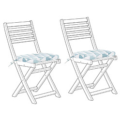 Beliani Lot de 2 coussins bleu et blanc pour chaises FIJI