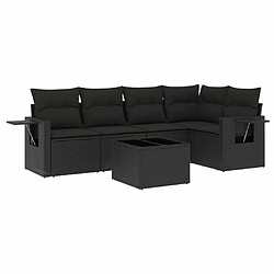 Maison Chic Ensemble Tables et chaises d'extérieur 6pcs avec coussins,Salon de jardin noir résine tressée -GKD258740