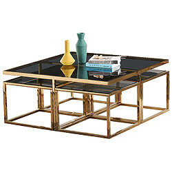 Vivenla Table basse design plateau en verre avec piètement en acier inoxydable doré collection ALBA L. 100 x P. 100 x H. 45 cm