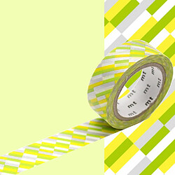 Masking tape mosaïque - Argent et vert - 1,5 cm x 7 m