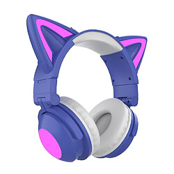 Universal Casque de jeu oreille de chat son surround RGB LED annulation de bruit lumineux 5.0 Bluetooth (violet)