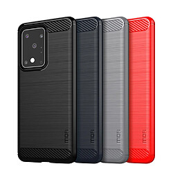 Mofi Coque en TPU surface en fibre de carbone brossée noir pour votre Samsung Galaxy S11 Plus 6.9 pouces