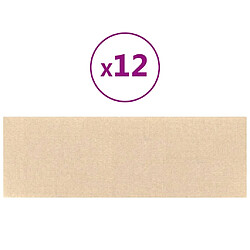 vidaXL Panneaux muraux 12 pcs Crème 90x30 cm Tissu 3,24 m²