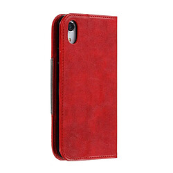 Avis Wewoo Housse Coque Pour iPhone XR Splicing Color Hem magnétique étui à rabat horizontal en cuir avec support et fentes cartes rouge