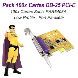 Lot 100 Cartes SUNIX Port Parallèle IEEE1284 LPT DB-25 PCIe Low Profile PAR6408A - Occasion