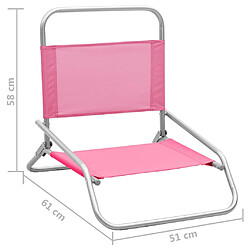 vidaXL Chaises de plage pliables lot de 2 Rose Tissu pas cher