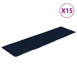 vidaXL Tapis d'escalier autocollants Rectangulaire 15 pcs 76x20cm Bleu