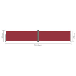 Acheter Helloshop26 Auvent paravent store brise-vue latéral rétractable de patio jardin terrasse balcon protection visuelle écran 180 x 1000 cm rouge 02_0007467