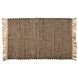 Aubry Gaspard Tapis en jute naturelle et coton noir Pat.