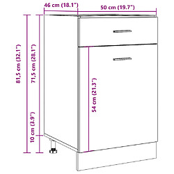 vidaXL Armoire de plancher à tiroir Gris béton 50x46x81,5 cm Aggloméré pas cher