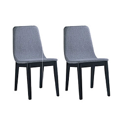 Mes Lot de 2 chaises en tissu gris clair et pieds en bois noir