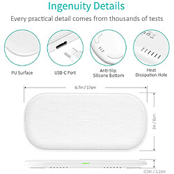 CHOETECH Chargeur sans Fil Double Rapide,5-Bobine Chargeur à Induction 10W/7.5W/5W Blanc