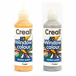 Graines Creatives 2 peintures repositionnables pour vitres 80 ml - or-argent