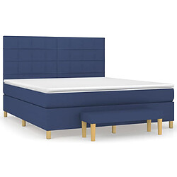 vidaXL Sommier à lattes de lit avec matelas Bleu 180x200 cm Tissu