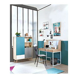 But Buffet haut scandinave ARUBA Chêne, bleu, gris et blanc