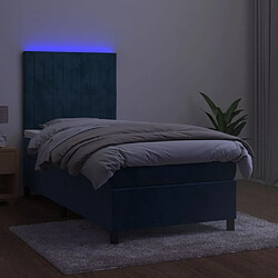 Acheter Sommier à lattes et matelas LED,Cadre à lattes de lit pour Adulte Bleu foncé 90x190cm Velours -MN96623