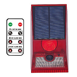 Acheter Lumière LED D'alarme Solaire Avec Capteur De Mouvement De Lumière Stroboscopique à Télécommande Rouge