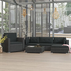 Maison Chic Salon de jardin 6 pcs + coussins - Mobilier/Meubles de jardin - Table et chaises d'extérieur Résine tressée Noir -MN32275